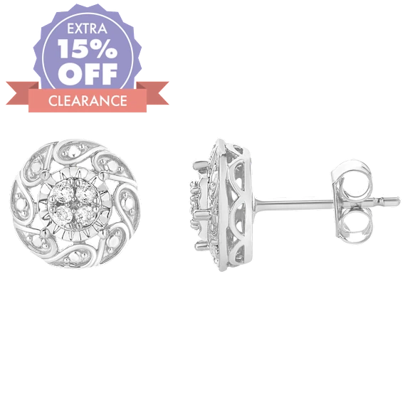 Unique Design 1/10 Carat TW Lab Grown Diamond Floral Earrings