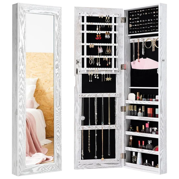 SimpleWise Jewelry Armoire With Mirror