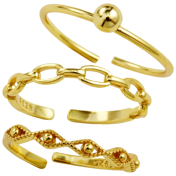 Savvy Cie 3-Piece Stacking Ring Set