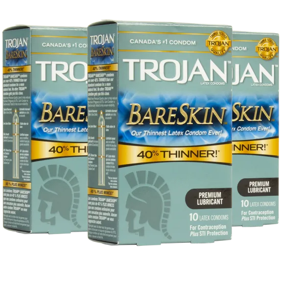 30-Pack: Trojan BareSkin Lubricated Latex Condoms