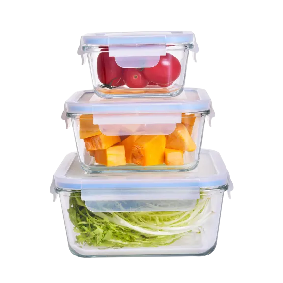 Genicook 3-Pack Square Glass Food Storage Set