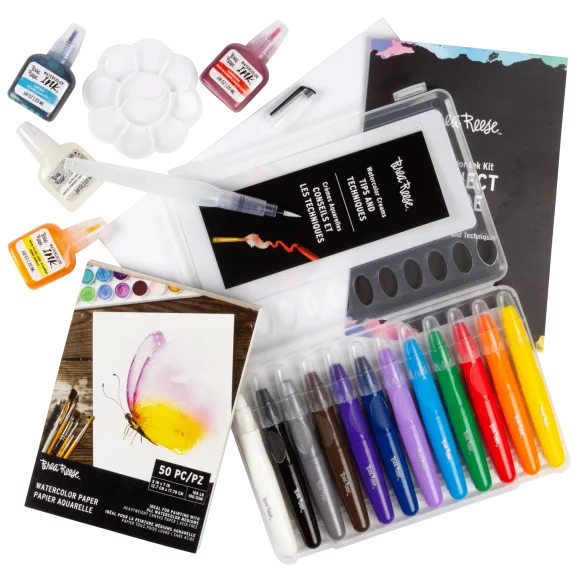 17-Piece Watercolor Inks, Cream Sticks and Watercolor Pad Bundle