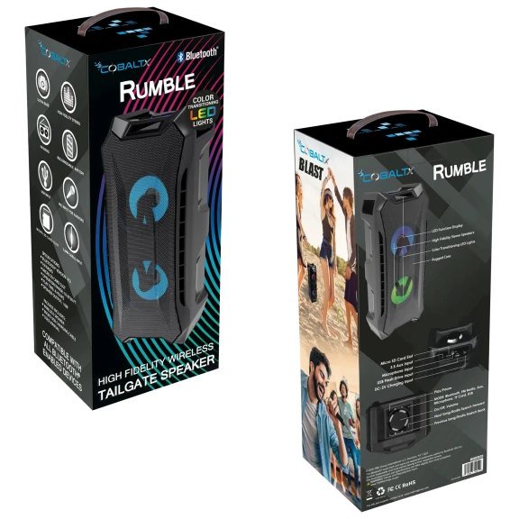 CobaltX Rumble High Fidelity Wireless Tailgate Speaker with LED Lights