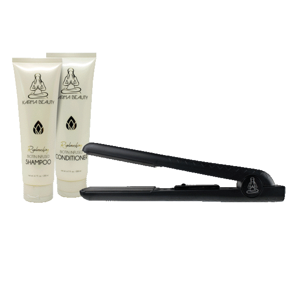 Supreme 1.25" Flat Iron w/ Ceramic Plates + Shampoo & Conditioner