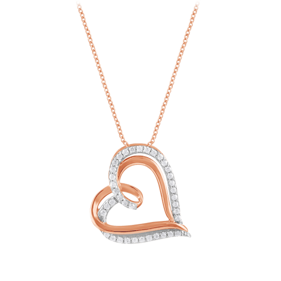 Diamond Muse 1/4 Carat TW Diamond Heart Shape Pendant Necklace (Rose Gold)