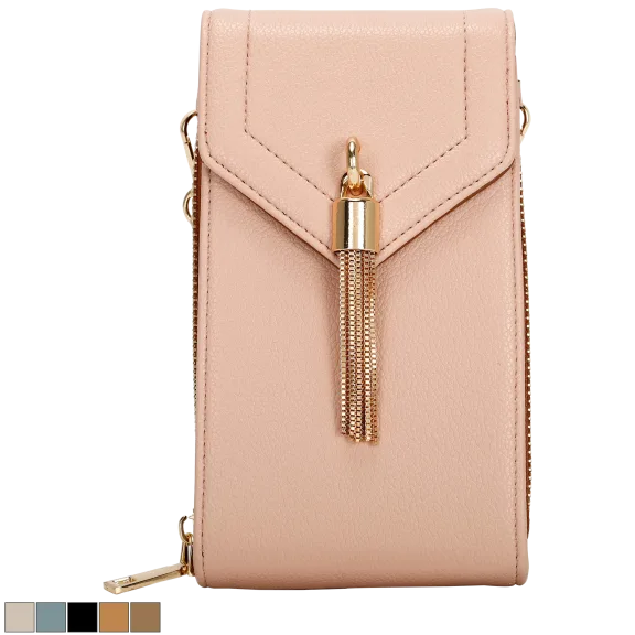 La Terre Vegan Leather South North Crossbody with Tassel Flap Cover