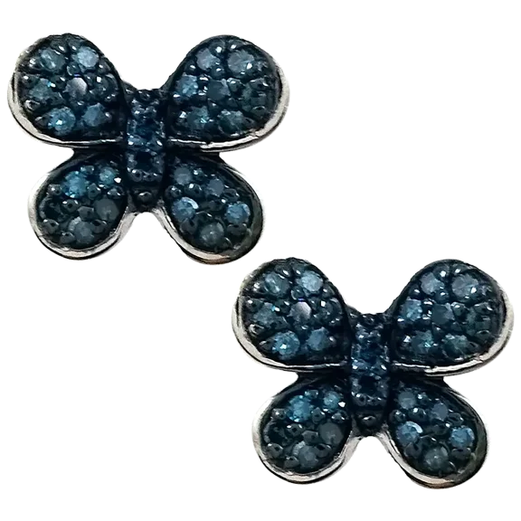 Savvy Cie .25 Carat TW Blue Diamond Butterfly Earrings
