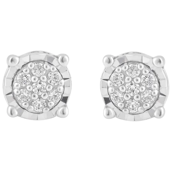Unique Design Sterling Silver 1/4 Carat Stud Earrings