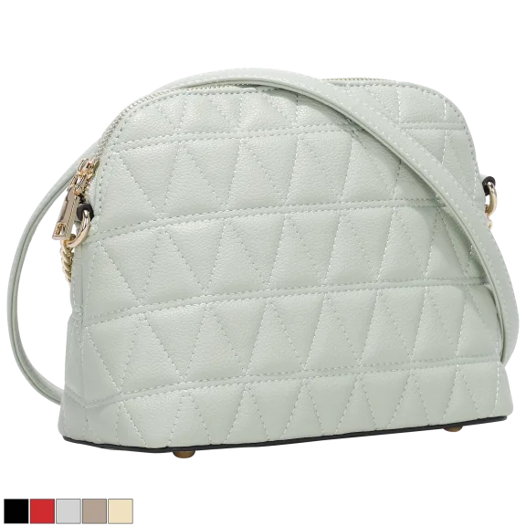 La Terre Vegan Leather Quilted Top Zip Closure Crossbody with Adjustable Strap