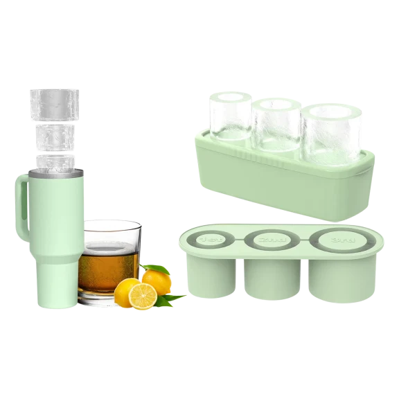 Titan Silicone Cylinder Ice Mold Cube Tray with Lid (30-40 oz)