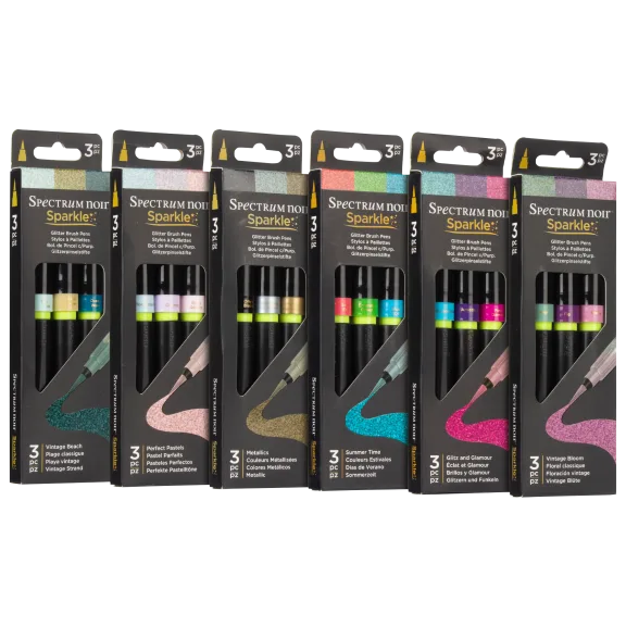 9-Pack Spectrum Noir Sparkle Glitter Brush Pens (Your Choice)