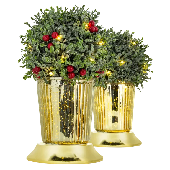 Wind & Weather LED Faux Plant In Mercury Glass Illuminated Pot