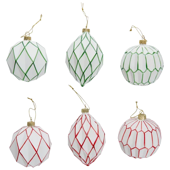August & Leo 6-Piece Glass Geometric Ornaments