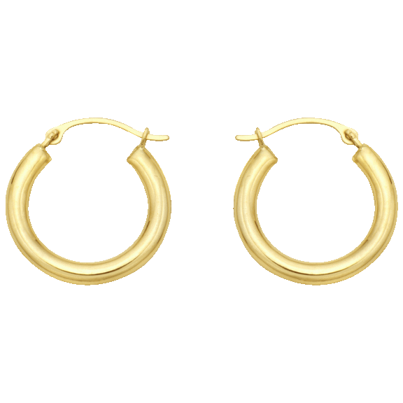 Pori Jewelers 10K Gold High Polish or Slash Diamond Cut Round Bib Hoop Earrings