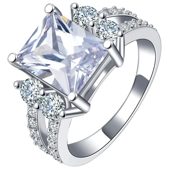 Hollywood Sensation White Gold Princess Cut Ring