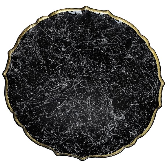Classic Touch Black and White Sprinkled Charger with Gold Rim