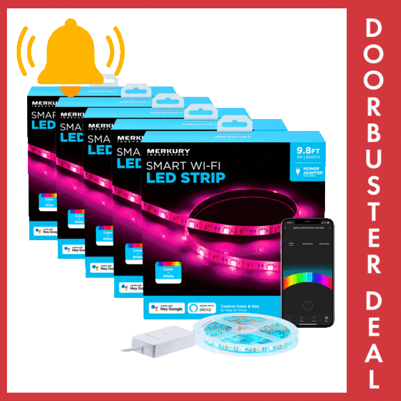 5-Pack: Merkury Innovations Smart Wi-Fi LED Strips