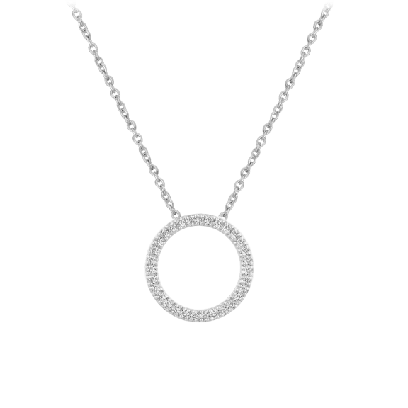 Fifth and Fine 1/5 Carat Diamond Circle Pendant Sterling Silver on 18 In Chain