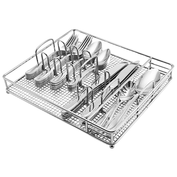 Pfaltzgraff Linden 45-Piece Stainless Steel Flatware Set with Caddy