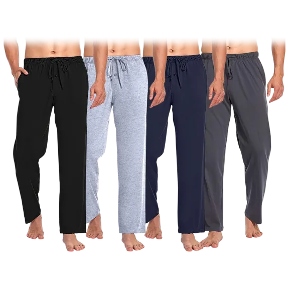 4-Pack: Men's Pajama Lounge Pants with Pockets