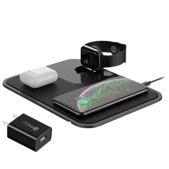 Loowoko 3-in-1 Wireless Charger for Qi Enabled Apple Devices
