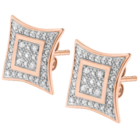 Haus of Brilliance .925 Sterling Silver Diamond Accented Halo-Style Stud Earring