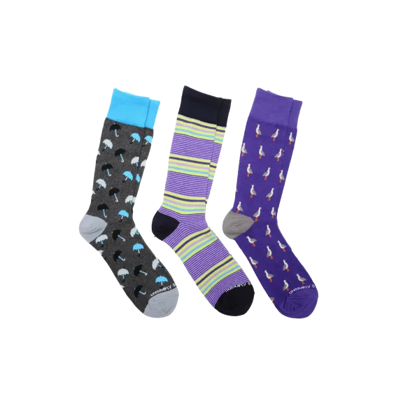Unsimply Stitched 3-Pack Dress Socks "From the Sky"