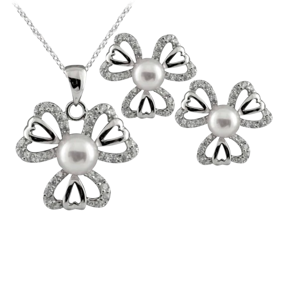 3 Leaf Clover Pearl 2 Piece Set
