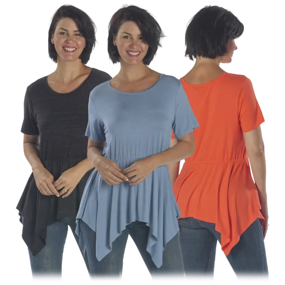 DG2 Space Dyed Jersey Ruched Peplum Tee
