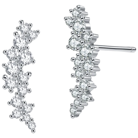 Genevive CZ Classy Cluster Earrings in Sterling Silver