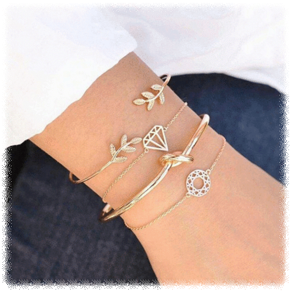 Golden NYC Jewelry 4-Piece Bracelet Set