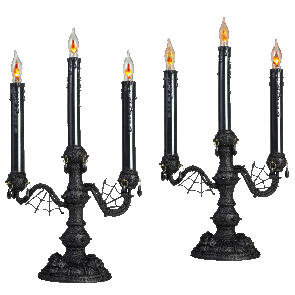 2-Pack: Ashland Halloween 3 Light Up Flickering Gothic Candelabra