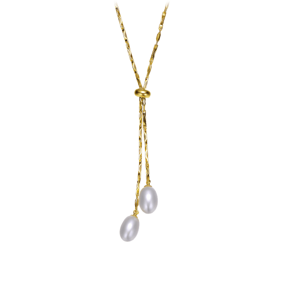 Stella Valentino 14K Gold Faux White Pearl Lariat Y-Necklace