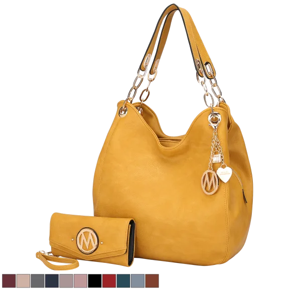 MKF Collection Ashley Hobo Shoulder Bag with Matching Wallet by Mia K.