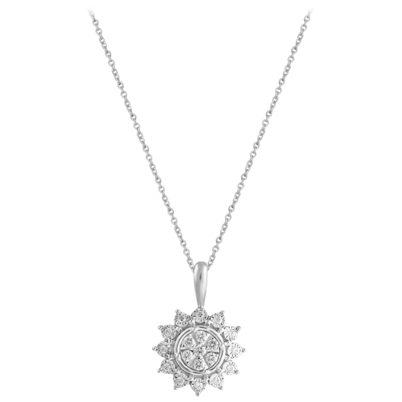 Fifth and Fine Sterling Silver 1/6 Carat T.W. Diamond Sunburst Pendant Necklace