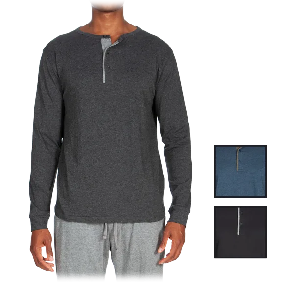 3-Pack: Unsimply Stitched Long-Sleeve Henley Shirts with Contrast Piping