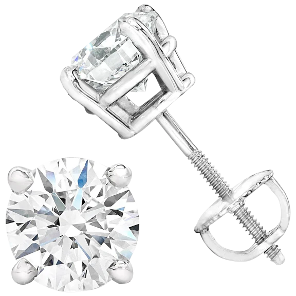 Fifth and Fine AGS Certified Diamond Stud Earrings Set in 14K Gold
