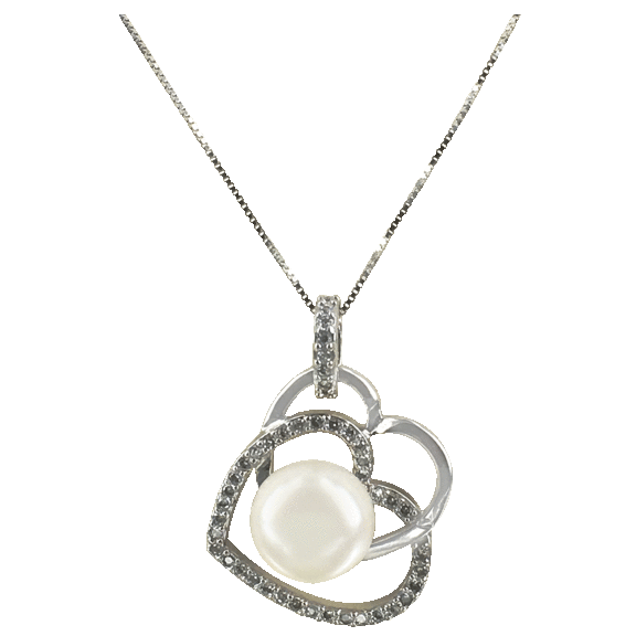 Pacific Pearl Royal Falls Diamond Encrusted Pendants