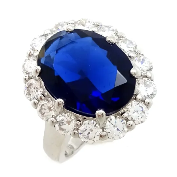 Savvy Cie Sterling Lab Created Sapphire Cocktail Ring