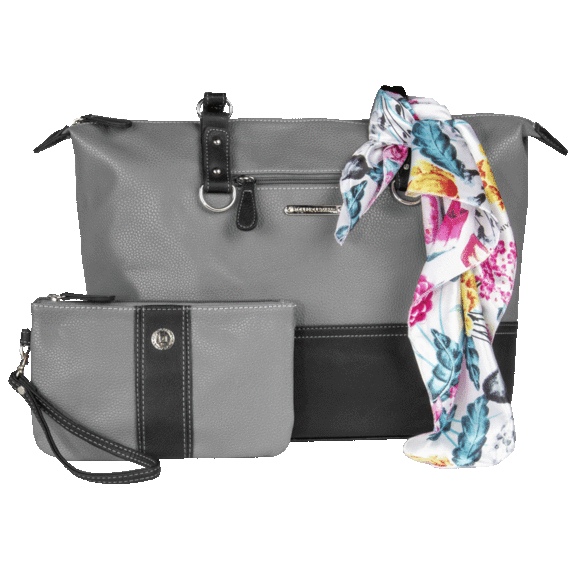 Stone Mountain Peyton "Plugged In" Pebble Leather Tote with Wristlet & Scarf