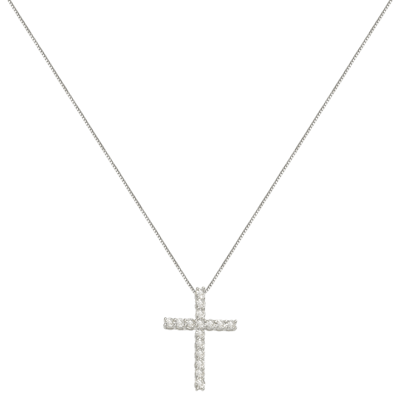 Diamond Muse 1/4 Carat TW Diamond Cross Necklace in Sterling Silver