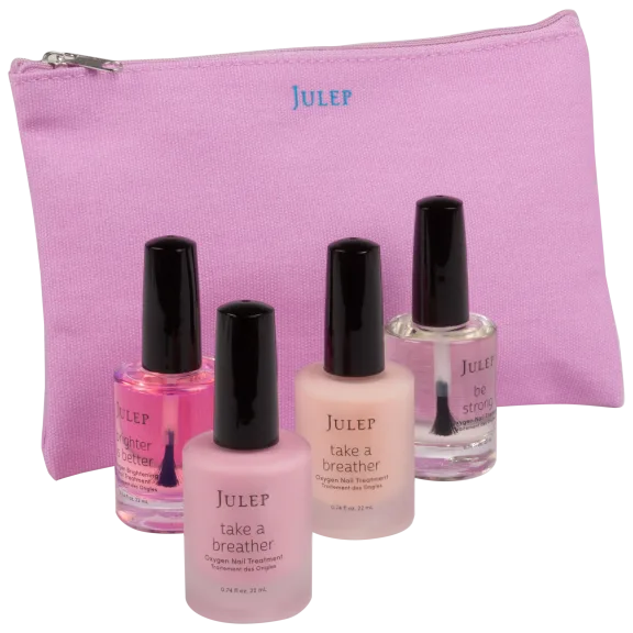 4-Piece: Julep Super Size Nail & Cuticle Treatment with Makeup Bag
