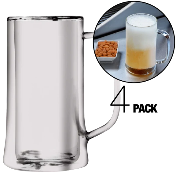 4-Pack of 14oz Freezable Beer Mugs by Amsterdam Freeze Glass