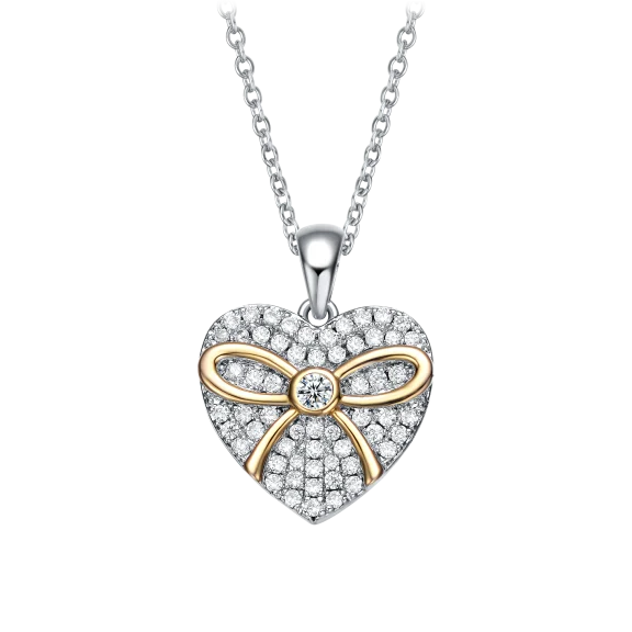 Genevive Sterling Silver Platinum Clear Diamonds Necklace