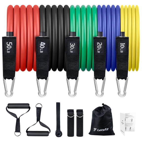 5-Piece: Letsfit Exercise Resistance Bands