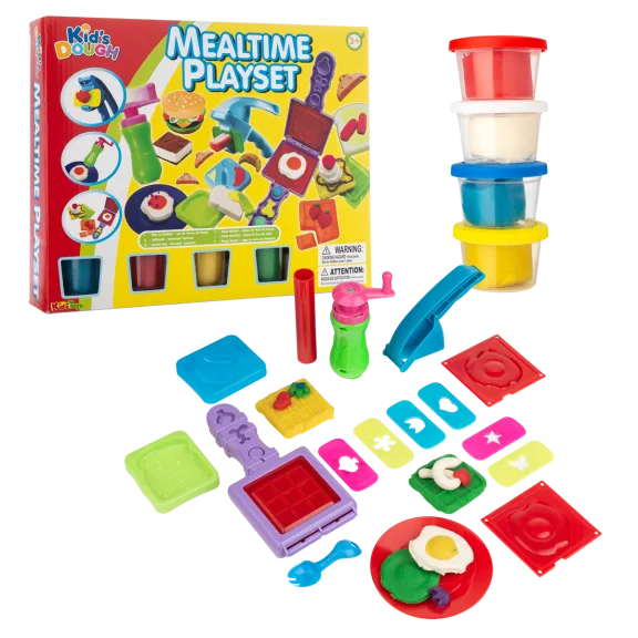 Super Toys 20-Piece Mealtime Creation Kitchen Fun Playset w/ 4 Cans of Dough