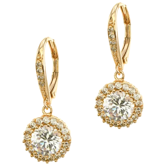 Kenneth Jay Lane 5 CTTW Round with Trim Pave CZ Leverback Earrings