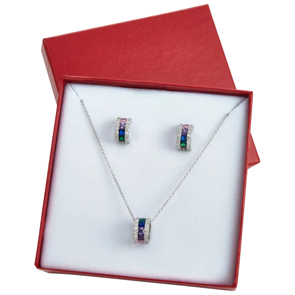 Savvy Cie Sterling Silver Multi-Color Rondel Set
