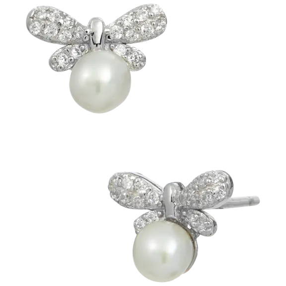 Savvy Cie Sterling Whimsical Cultured Pearl Earrings