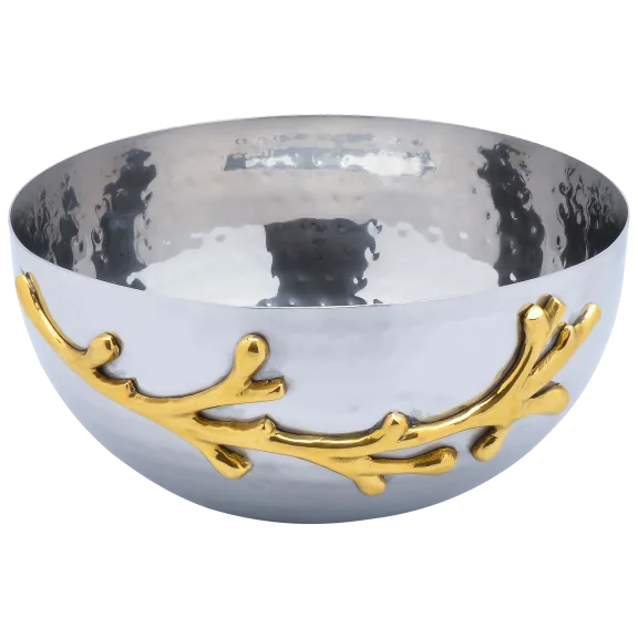 Cheer Collection Two-Tone Nickel Plated Decorative Serving Bowl